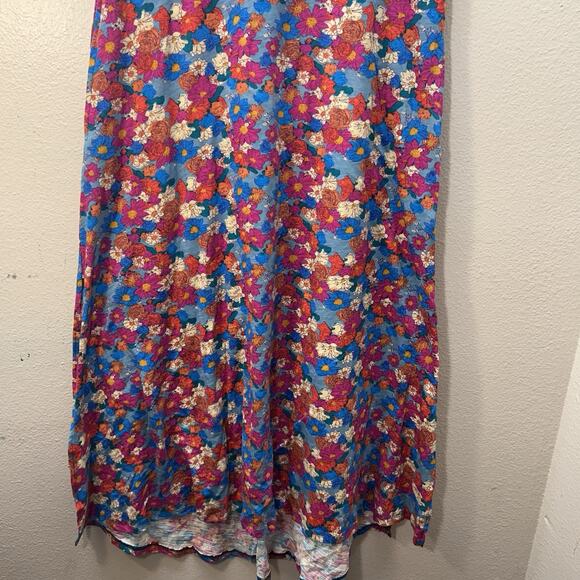 Natural Life Hangout 100% Cotton Boho Midi Dress Pink Floral Size S Sundress - Picture 4 of 7
